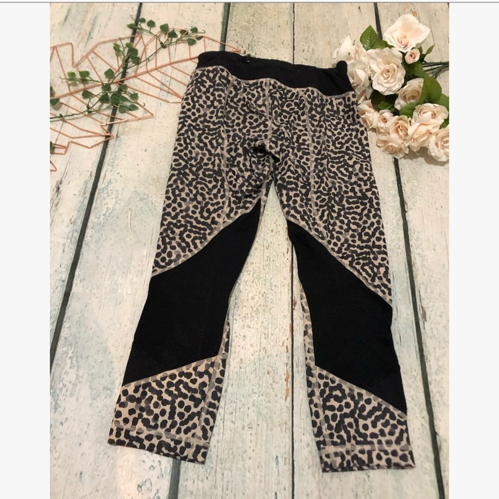 Lululemon 4 pace rival crop ace grain spot leggings brown black active yoga - Picture 4 of 10